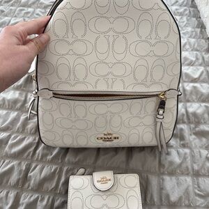 Coach Cream Backpack and Wallet Set in great condition